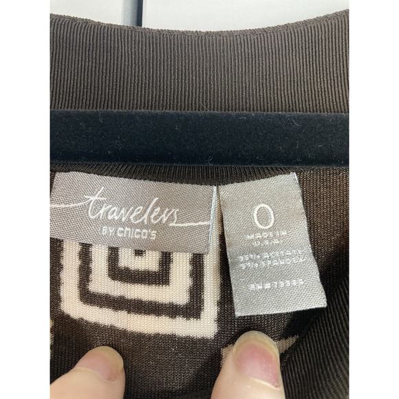 TRAVELERS BY CHICOS WOMEN'S BROWN AND BEIGE PRINTED MAXI DRESS Size 0 Small - Picture 4 of 6